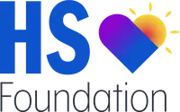 Blue "HS Foundation" logo with a sun forming a heart shape 