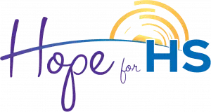 Purple and blue "Hope for HS" logo with a sun graphic 